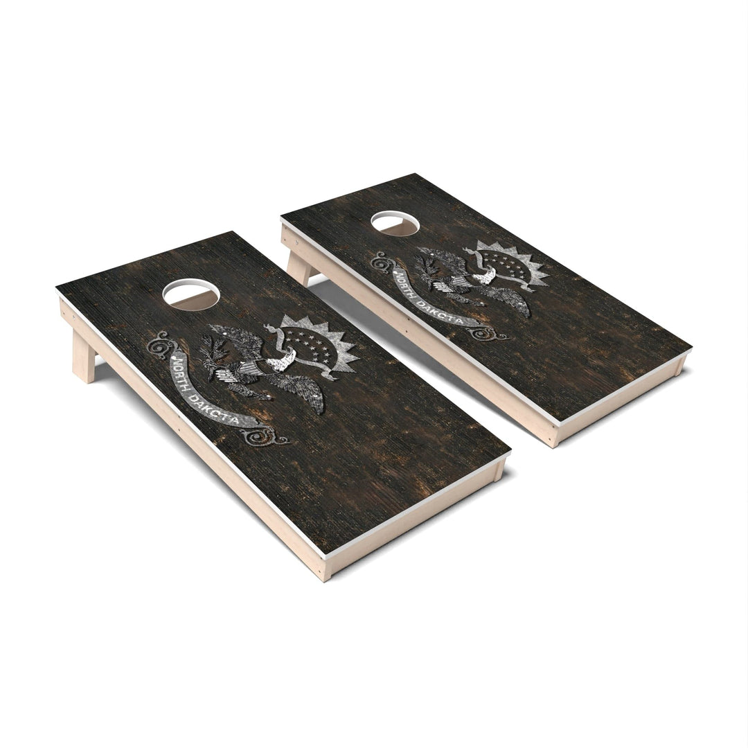Slick Woody's Cornhole Co. Cornhole Board State Flag Vintage North Dakota Cornhole Boards - All Weather