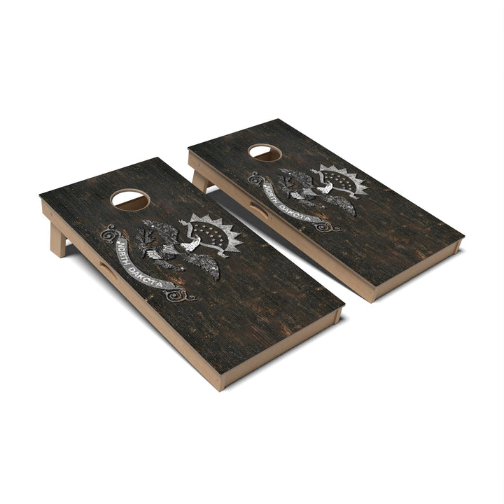 Slick Woody's Cornhole Co. Cornhole Board State Flag Vintage North Dakota Cornhole Boards - Professional Signature
