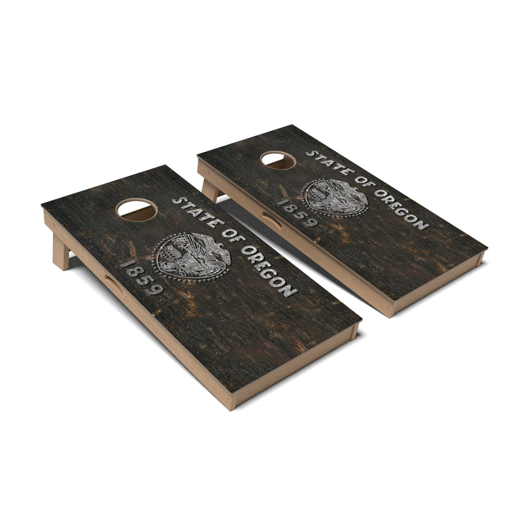 Slick Woody's Cornhole Co. Cornhole Board State Flag Vintage Oregon Cornhole Boards - Professional Signature