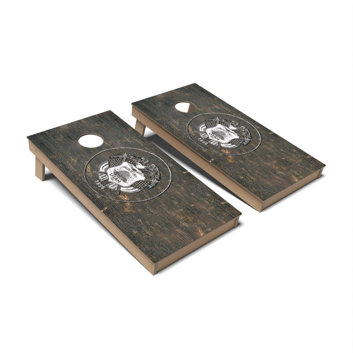 Slick Woody's Cornhole Co. Cornhole Board State Flag Vintage Utah Cornhole Boards - Backyard