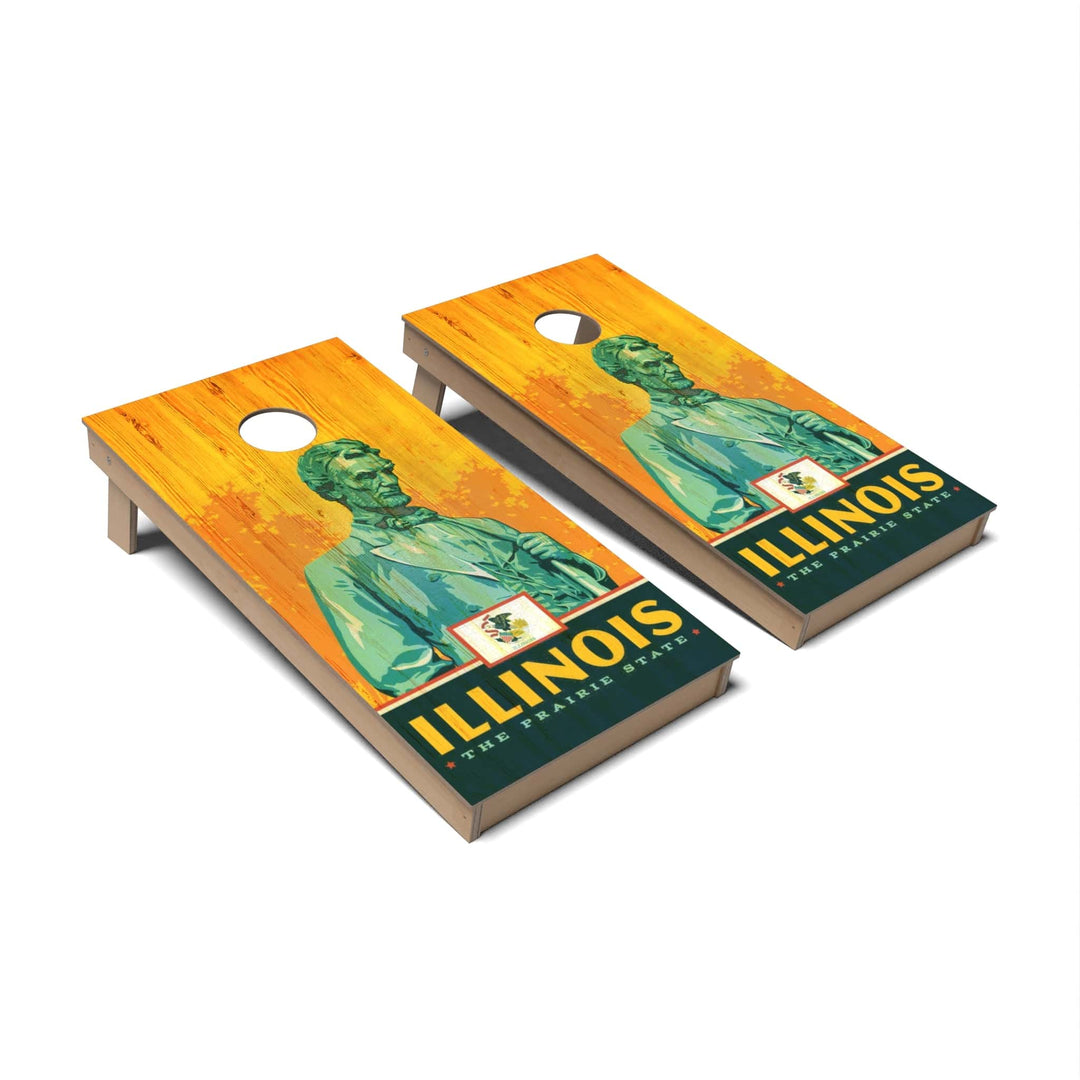 Slick Woody's Cornhole Co. Cornhole Board State Pride Illinois Cornhole Boards - Backyard