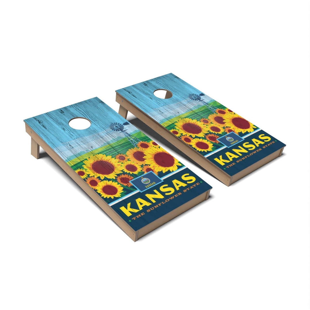 Slick Woody's Cornhole Co. Cornhole Board State Pride Kansas Cornhole Boards - Backyard