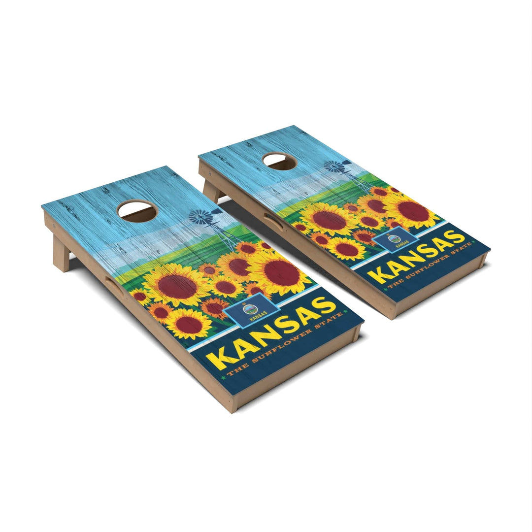 Slick Woody's Cornhole Co. Cornhole Board State Pride Kansas Cornhole Boards - Professional Signature