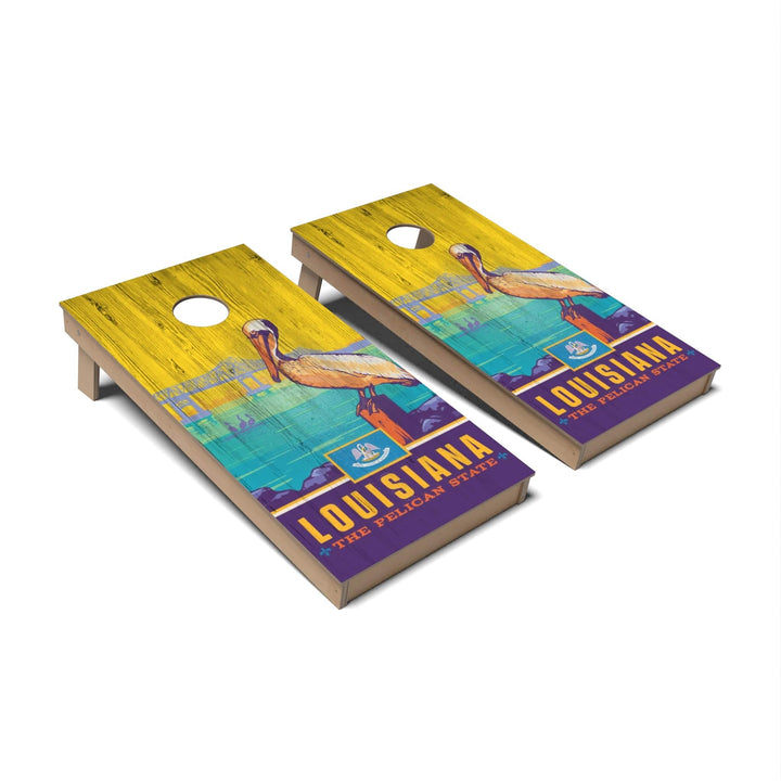 Slick Woody's Cornhole Co. Cornhole Board State Pride Louisiana Cornhole Boards - Backyard