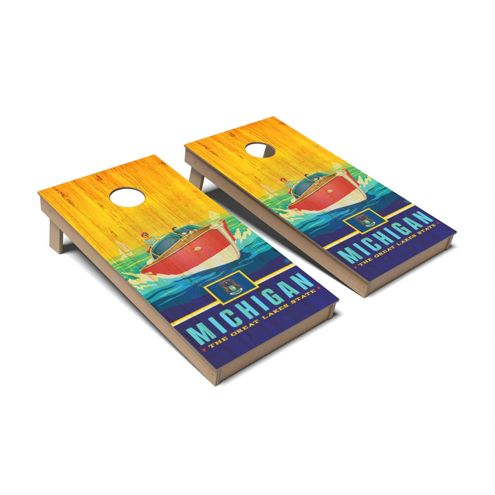 Slick Woody's Cornhole Co. Cornhole Board State Pride Michigan Cornhole Boards - Backyard