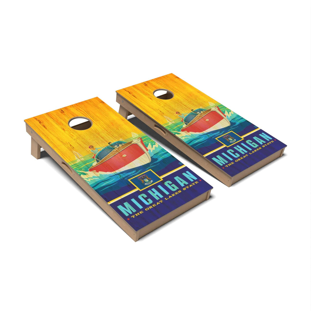 Slick Woody's Cornhole Co. Cornhole Board State Pride Michigan Cornhole Boards - Professional Signature