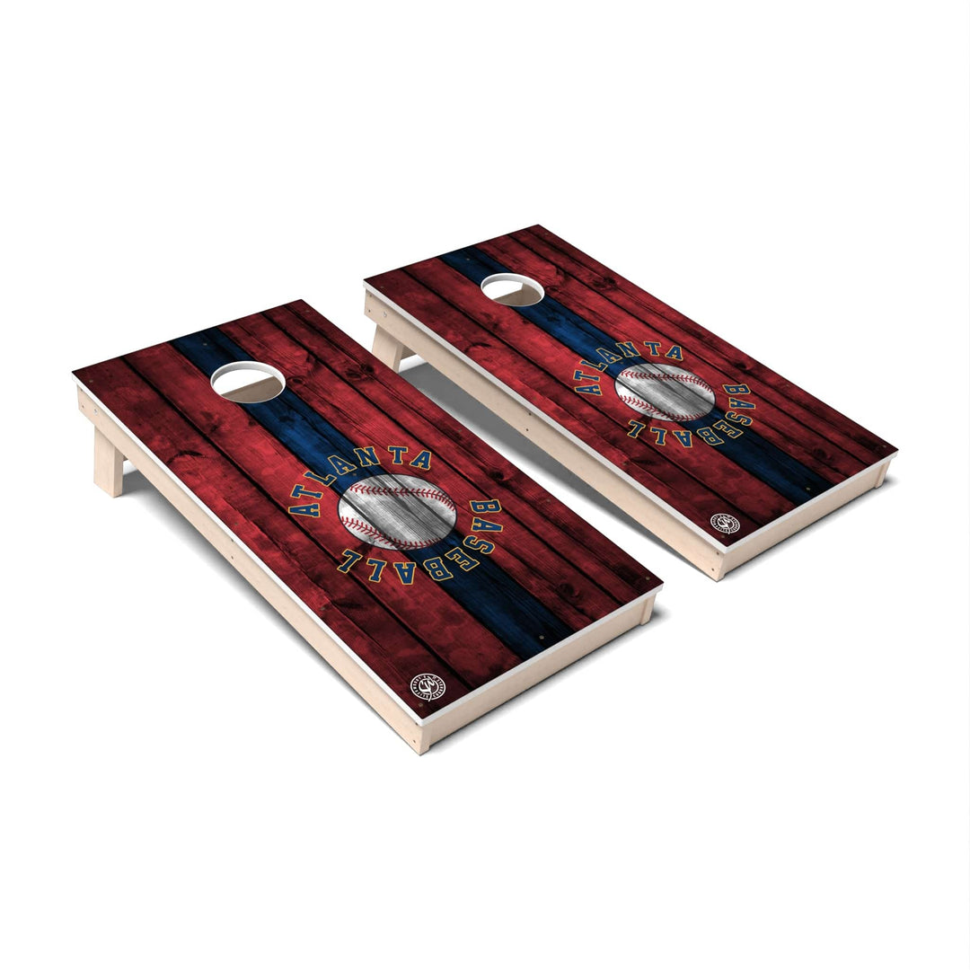 Slick Woody's Cornhole Co. Cornhole Board Stripe Baseball Atlanta Cornhole Boards - All Weather