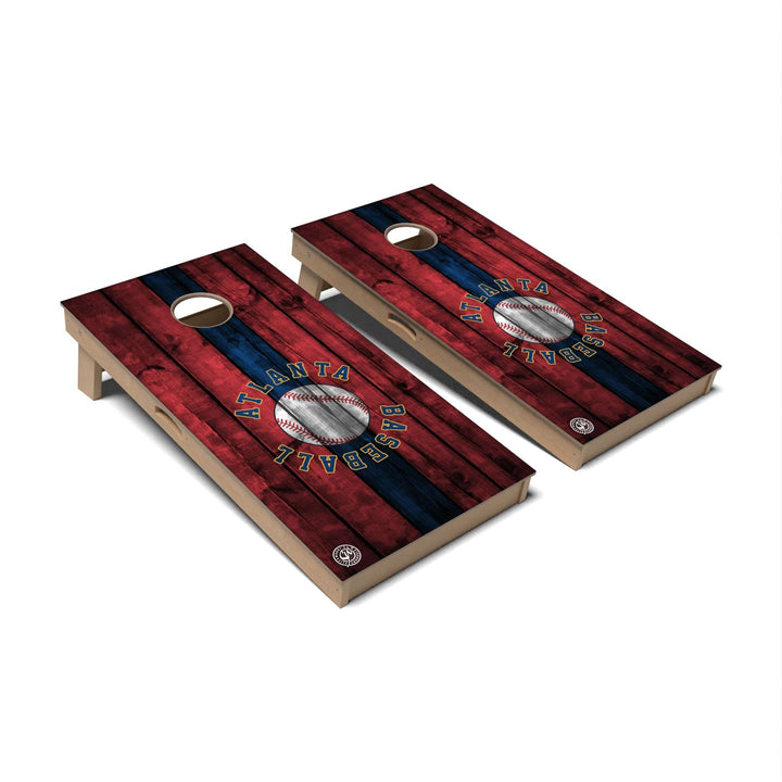 Slick Woody's Cornhole Co. Cornhole Board Stripe Baseball Atlanta Cornhole Boards - Professional Signature