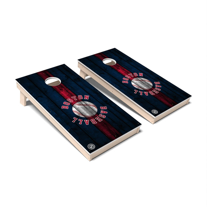 Slick Woody's Cornhole Co. Cornhole Board Stripe Baseball Boston Cornhole Boards - All Weather