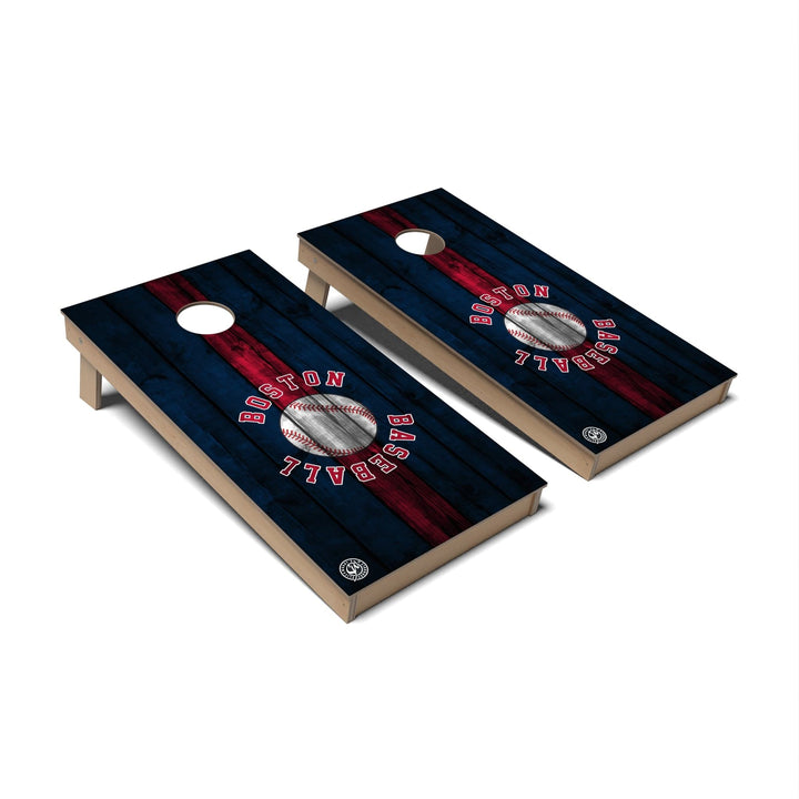 Slick Woody's Cornhole Co. Cornhole Board Stripe Baseball Boston Cornhole Boards - Backyard