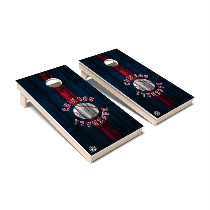 Slick Woody's Cornhole Co. Cornhole Board Stripe Baseball Chicago Cornhole Boards - All Weather