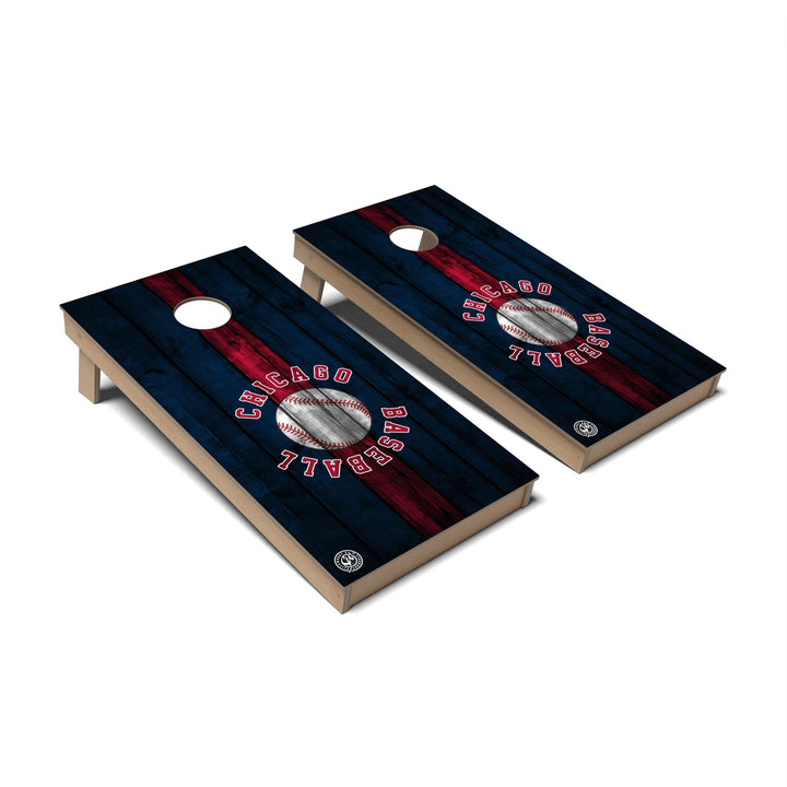 Slick Woody's Cornhole Co. Cornhole Board Stripe Baseball Chicago Cornhole Boards - Backyard