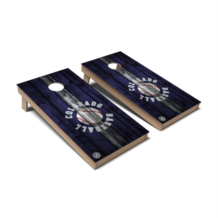 Slick Woody's Cornhole Co. Cornhole Board Stripe Baseball Colorado Cornhole Boards - Backyard