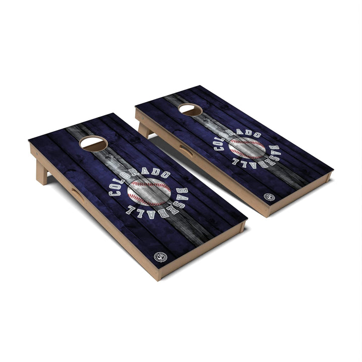 Slick Woody's Cornhole Co. Cornhole Board Stripe Baseball Colorado Cornhole Boards - Professional Signature