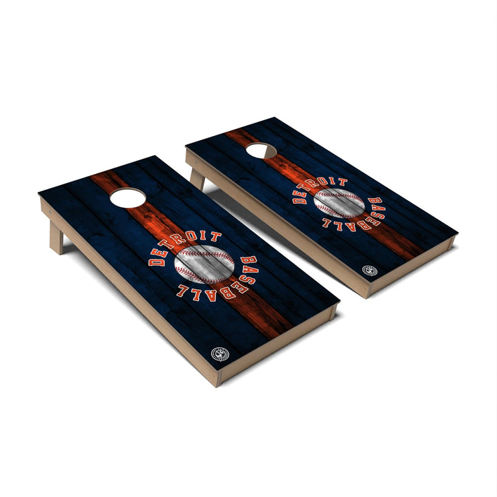 Slick Woody's Cornhole Co. Cornhole Board Stripe Baseball Detroit Cornhole Boards - Backyard