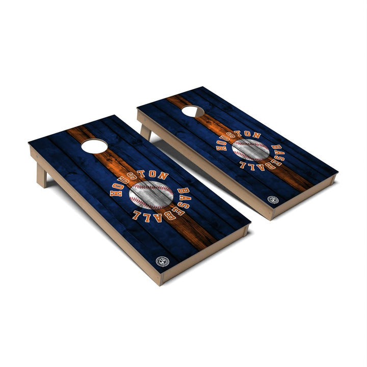 Slick Woody's Cornhole Co. Cornhole Board Stripe Baseball Houston Cornhole Boards - Backyard