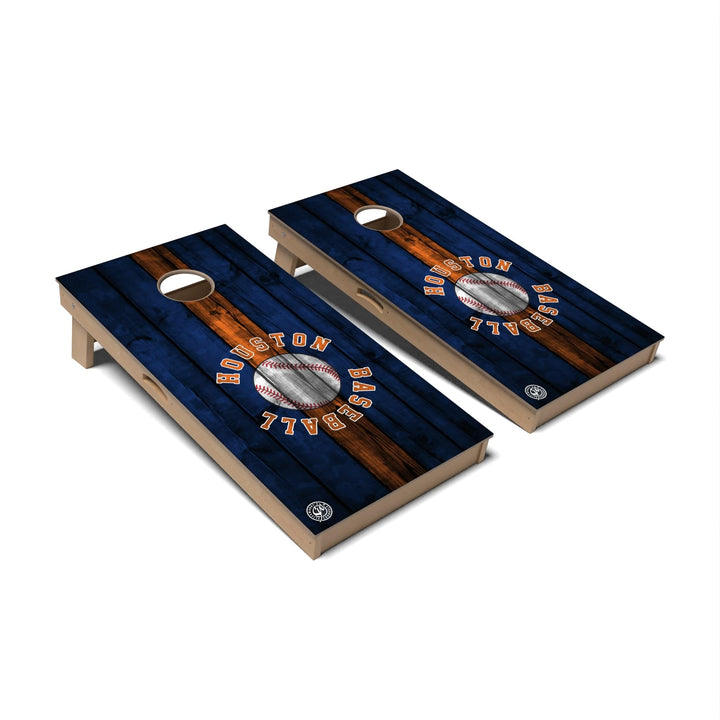 Slick Woody's Cornhole Co. Cornhole Board Stripe Baseball Houston Cornhole Boards - Professional Signature