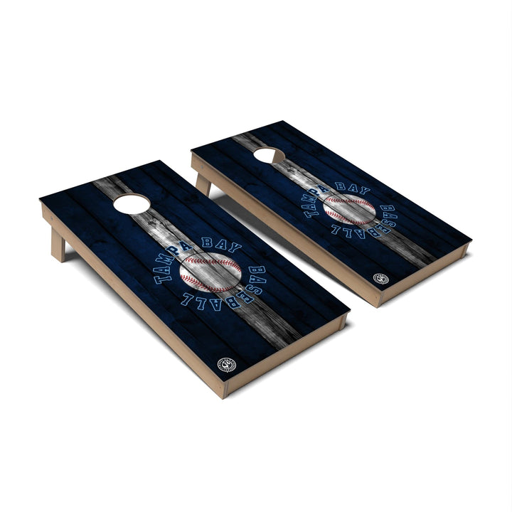 Slick Woody's Cornhole Co. Cornhole Board Striped Baseball Tampa Bay Cornhole Boards - Backyard