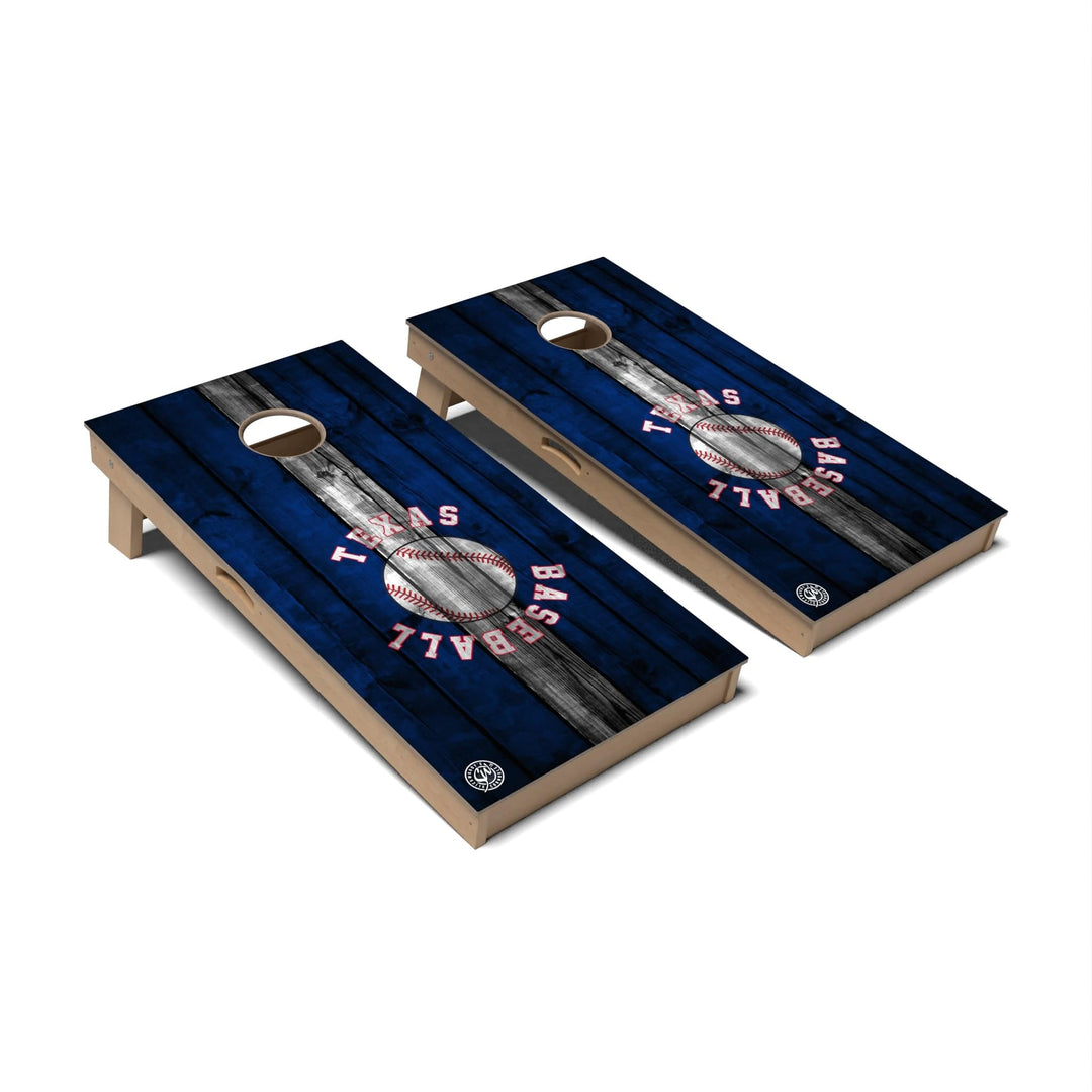 Slick Woody's Cornhole Co. Cornhole Board Striped Baseball Texas Cornhole Boards - Professional Signature