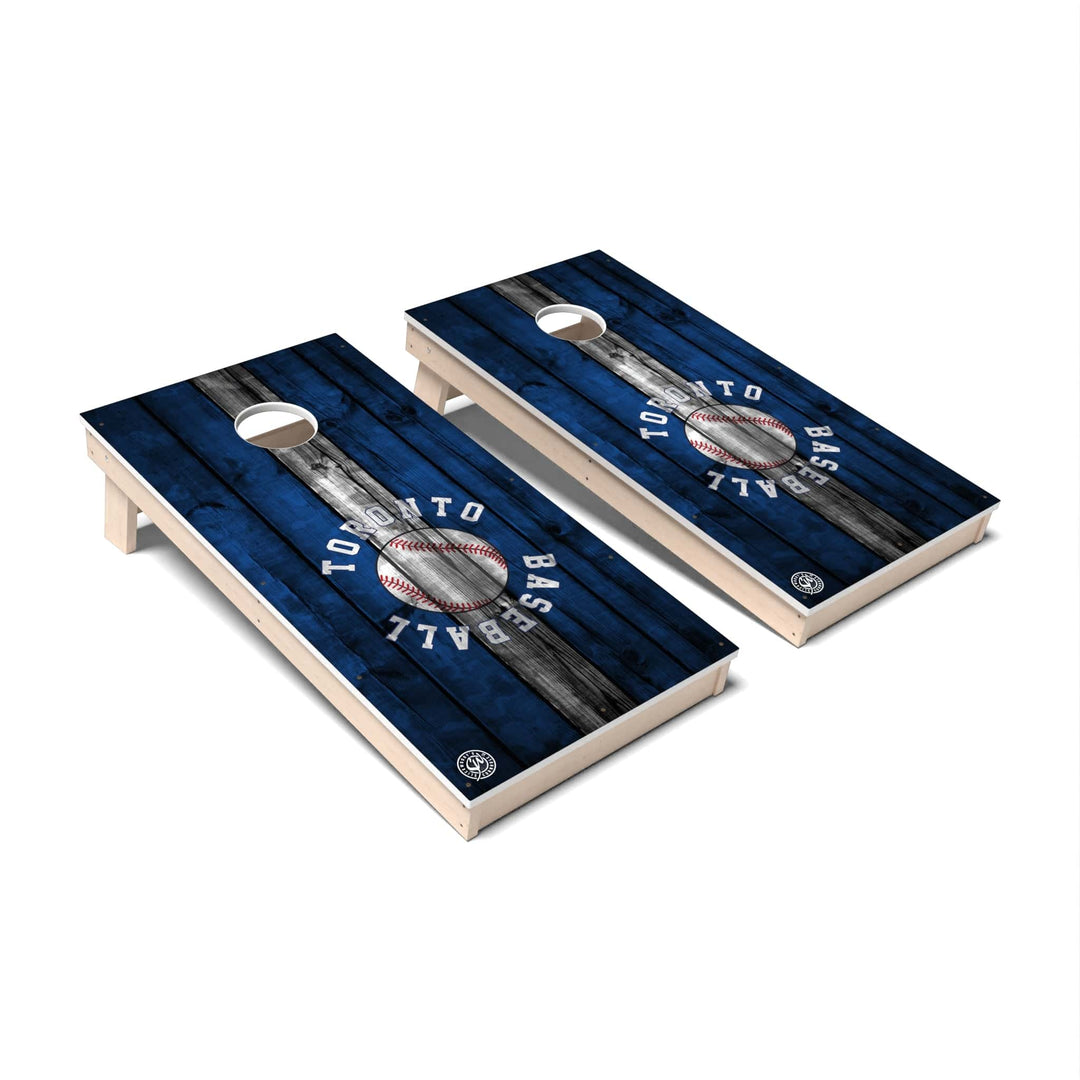 Slick Woody's Cornhole Co. Cornhole Board Striped Baseball Toronto Cornhole Boards - All Weather
