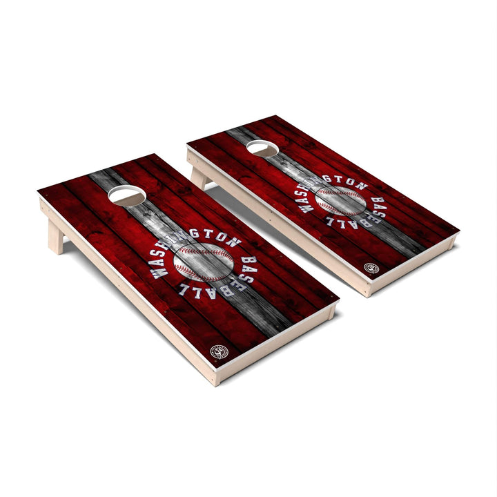 Slick Woody's Cornhole Co. Cornhole Board Striped Baseball Washington D.C. Cornhole Boards - All Weather