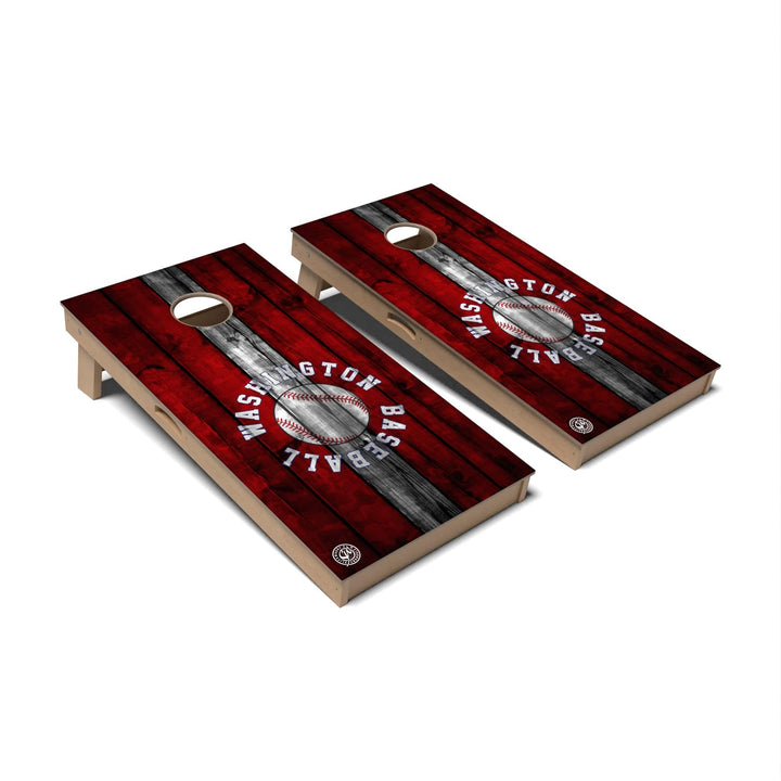 Slick Woody's Cornhole Co. Cornhole Board Striped Baseball Washington D.C. Cornhole Boards - Professional Signature