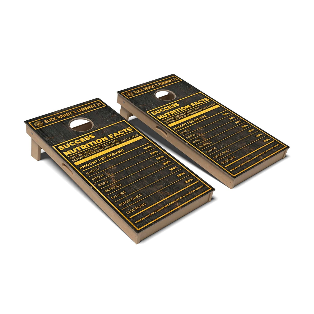 Slick Woody's Cornhole Co. Cornhole Board Success Nutrition Facts Inspirational Cornhole Boards - Professional Signature