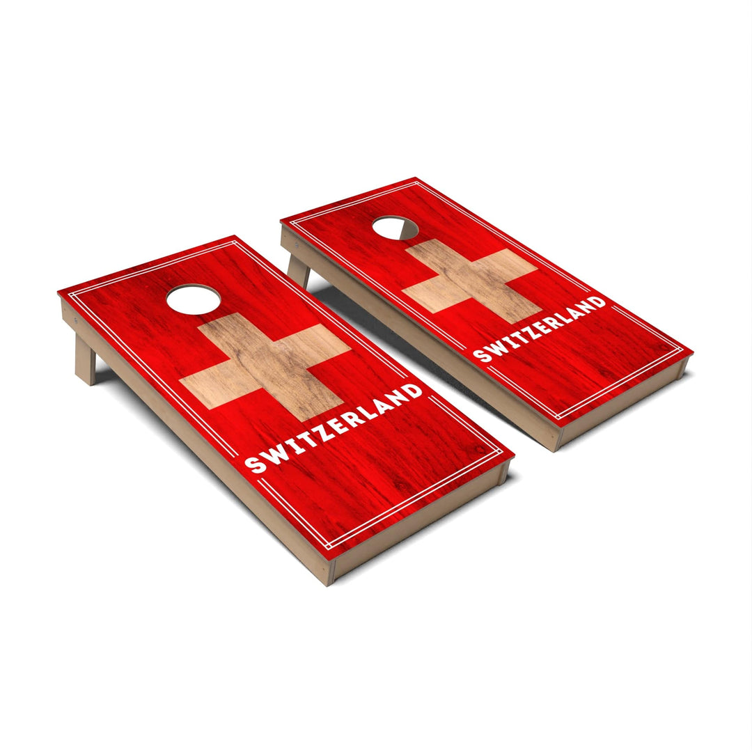 Slick Woody's Cornhole Co. Cornhole Board Switzerland International Flag 2.0 Cornhole Boards - Backyard