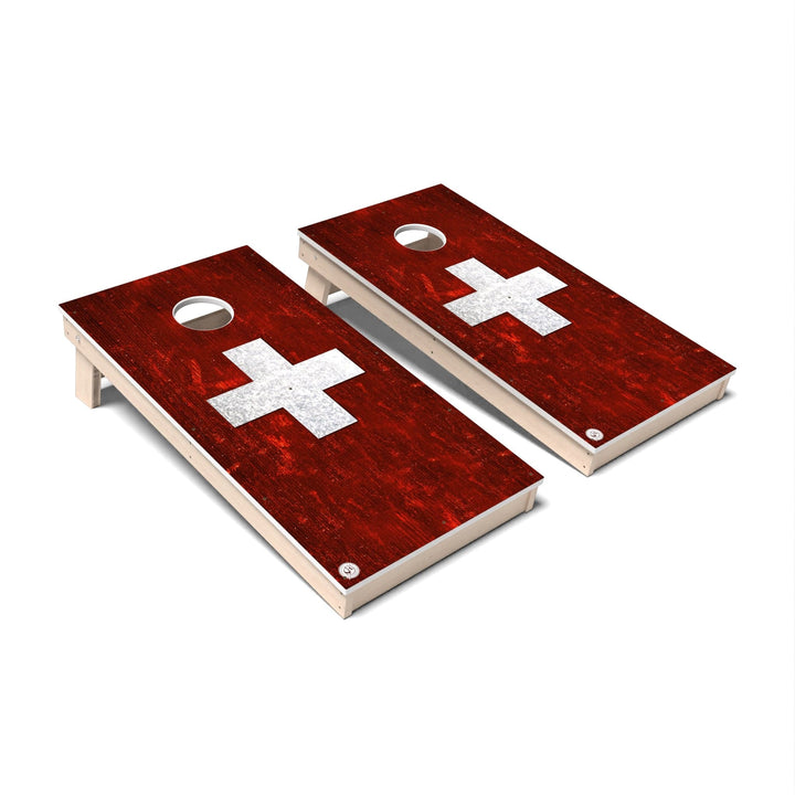 Slick Woody's Cornhole Co. Cornhole Board Switzerland International Flag Cornhole Boards - All Weather