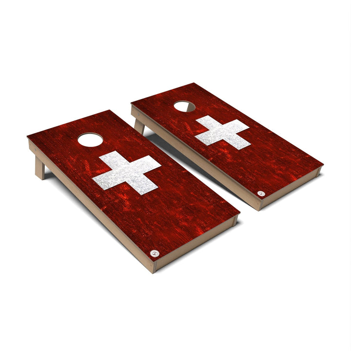 Slick Woody's Cornhole Co. Cornhole Board Switzerland International Flag Cornhole Boards - Backyard