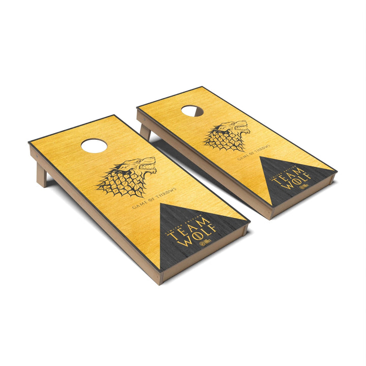 Slick Woody's Cornhole Co. Cornhole Board Team Wolf Gold Game of Throws Cornhole Boards - Backyard