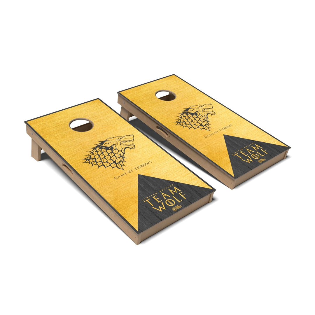 Slick Woody's Cornhole Co. Cornhole Board Team Wolf Gold Game of Throws Cornhole Boards - Professional Signature