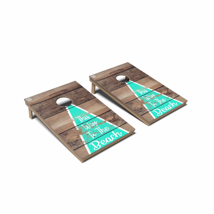 Slick Woody's Cornhole Co. Cornhole Board This Way to the Beach Coastal Cornhole Boards - Tailgate