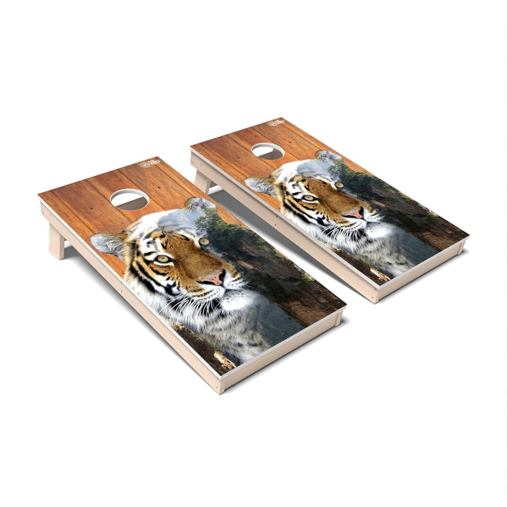 Slick Woody's Cornhole Co. Cornhole Board Tiger Wild Animal Cornhole Boards - All Weather