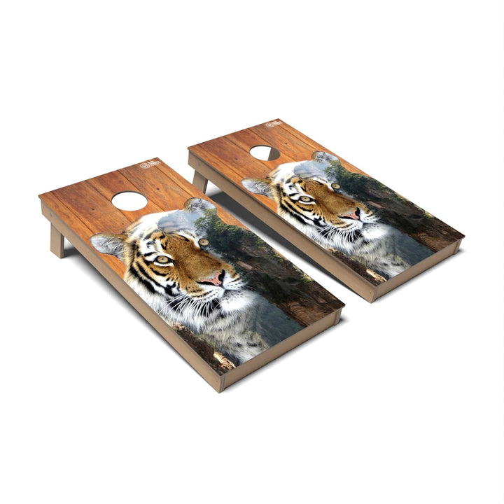 Slick Woody's Cornhole Co. Cornhole Board Tiger Wild Animal Cornhole Boards - Backyard