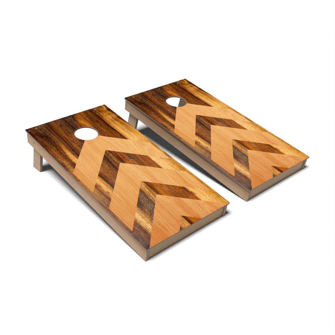Slick Woody's Cornhole Co. Cornhole Board Treated Oak Arrows Geometric Wood Cornhole Boards - Backyard