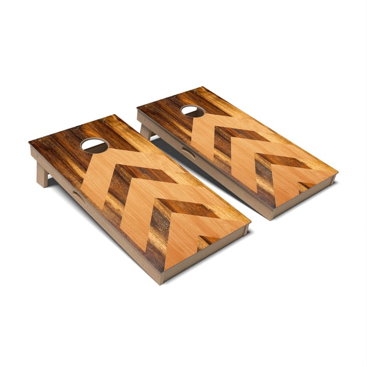 Slick Woody's Cornhole Co. Cornhole Board Treated Oak Arrows Geometric Wood Cornhole Boards - Professional Signature