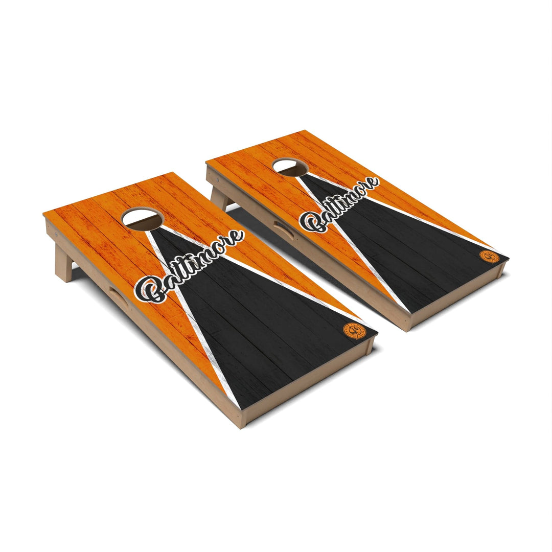 Slick Woody's Cornhole Co. Cornhole Board Triangle Baseball Baltimore Cornhole Boards - Professional Signature