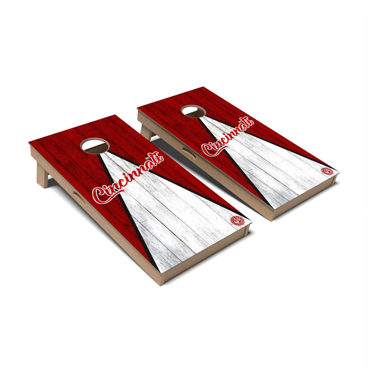 Slick Woody's Cornhole Co. Cornhole Board Triangle Baseball Cincinnati Cornhole Boards - Professional Signature