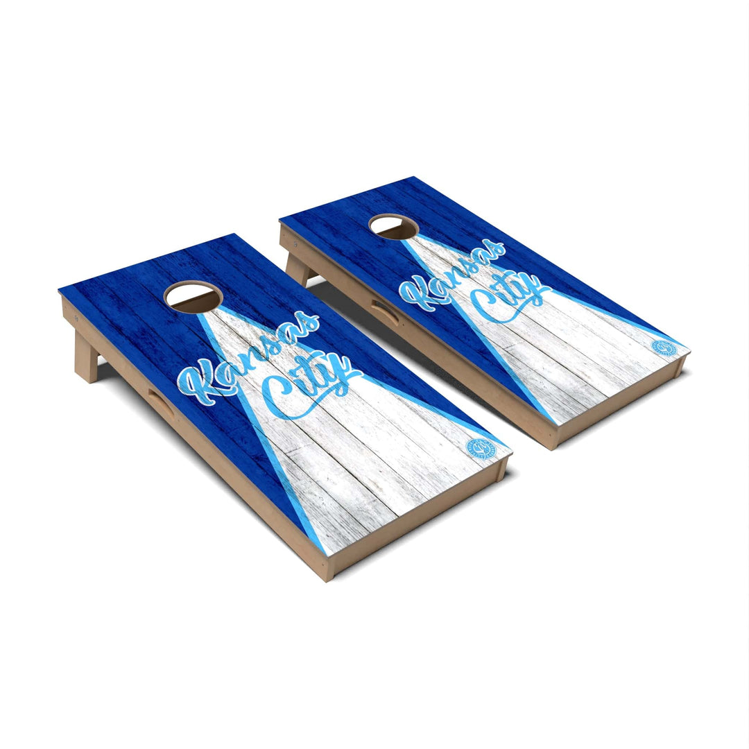 Slick Woody's Cornhole Co. Cornhole Board Triangle Baseball Kansas City Cornhole Boards - Professional Signature