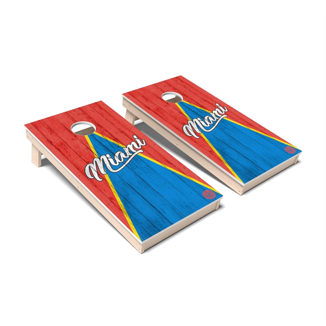 Slick Woody's Cornhole Co. Cornhole Board Triangle Baseball Miami Cornhole Boards - All Weather