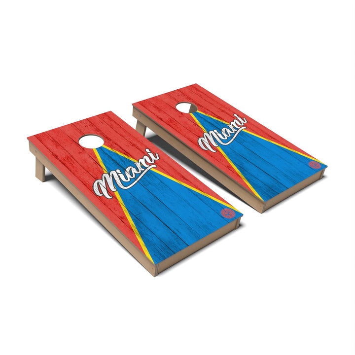 Slick Woody's Cornhole Co. Cornhole Board Triangle Baseball Miami Cornhole Boards - Backyard
