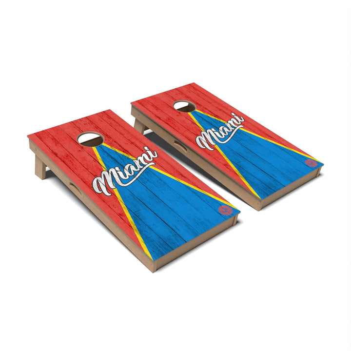 Slick Woody's Cornhole Co. Cornhole Board Triangle Baseball Miami Cornhole Boards - Professional Signature