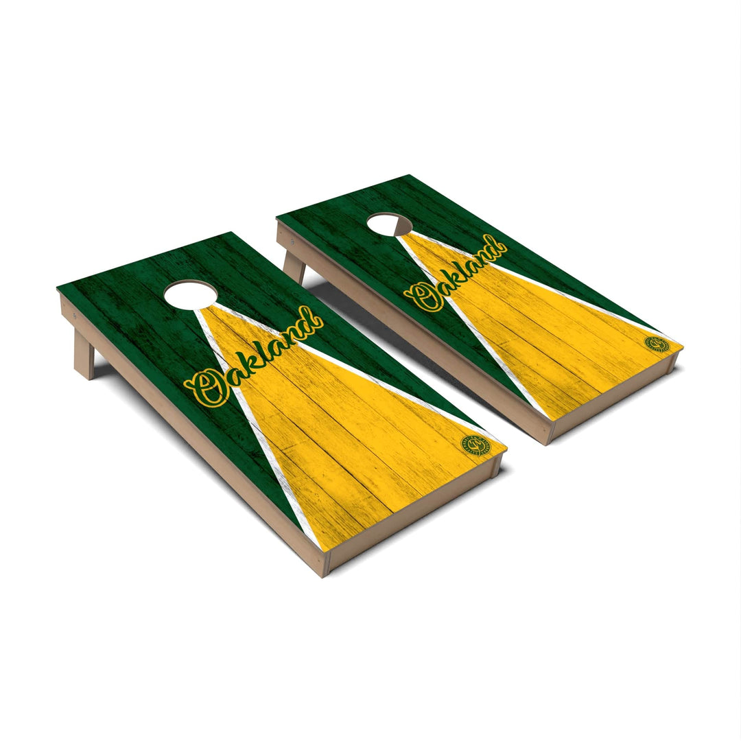 Slick Woody's Cornhole Co. Cornhole Board Triangle Baseball Oakland Cornhole Boards - Backyard