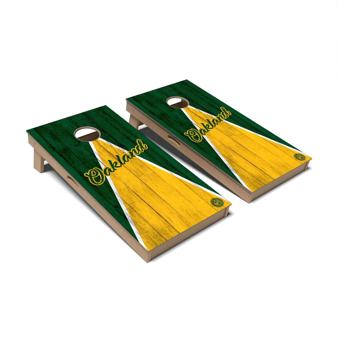 Slick Woody's Cornhole Co. Cornhole Board Triangle Baseball Oakland Cornhole Boards - Professional Signature