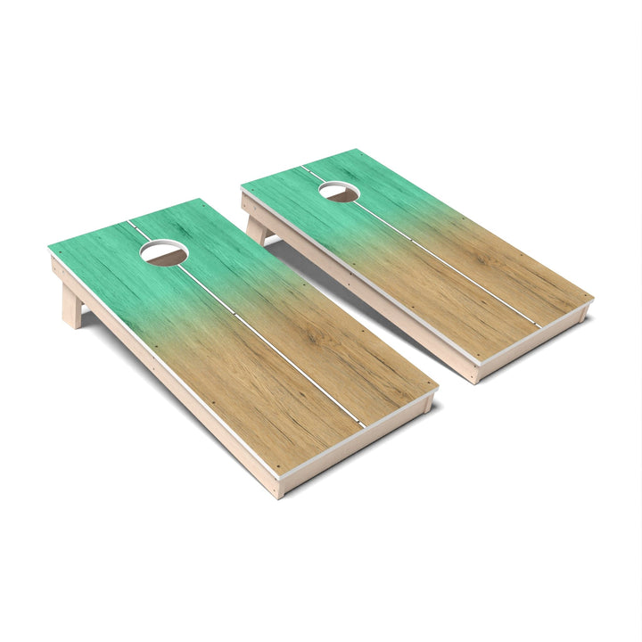 Slick Woody's Cornhole Co. Cornhole Board Vintage Green Gradient Surf Cornhole Boards - All Weather