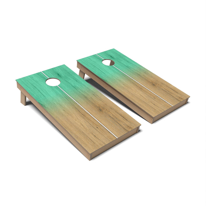 Slick Woody's Cornhole Co. Cornhole Board Vintage Green Gradient Surf Cornhole Boards - Backyard