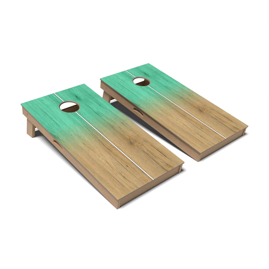 Slick Woody's Cornhole Co. Cornhole Board Vintage Green Gradient Surf Cornhole Boards - Professional Signature