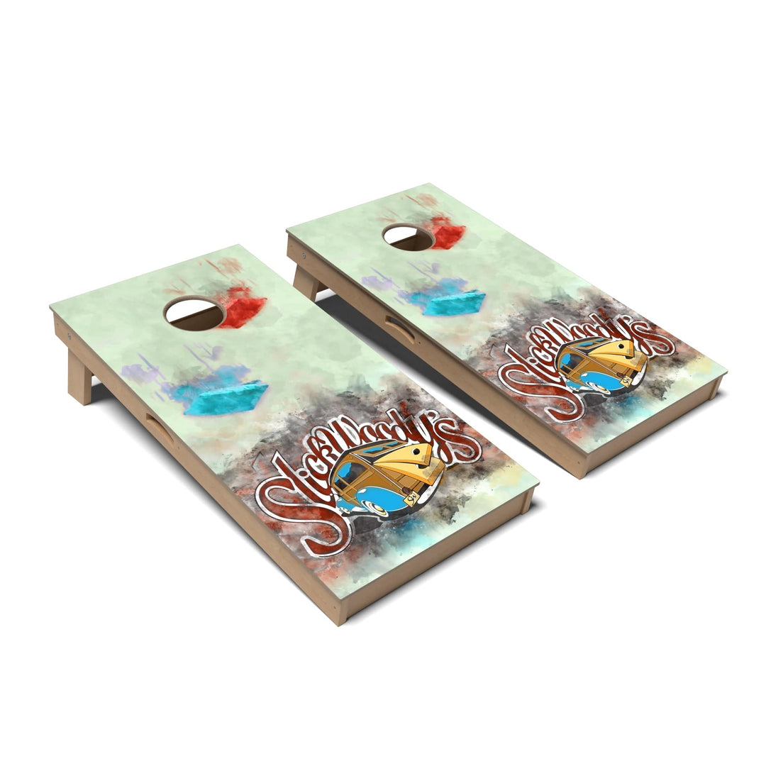 Slick Woody's Cornhole Co. Cornhole Board Water Color Artist Cornhole Boards - Professional Signature