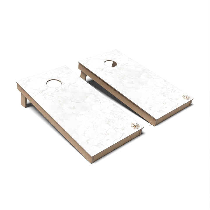 Slick Woody's Cornhole Co. Cornhole Board White Marble Cornhole Boards - Backyard